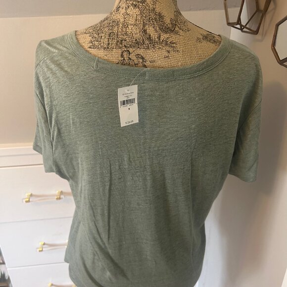 Women's GAP short sleeve v-neck linen green top new w/tag size small - Picture 6 of 8
